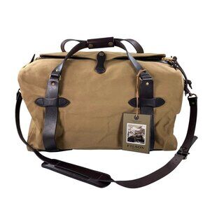 Filson Medium Rugged Twill Duffle Bag Bridle Leather Tan Discontinued Style! NWT